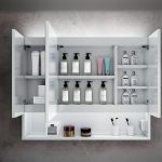 Stainless Steel Rectangular White Medicine Cabinet with 5 Shelves, USB Outlet, Soft Close Door Hinge, and Illumination Light, 59"L x 5"W x 31"H