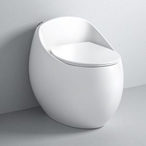 Minimalist White One-Piece Toilet with Siphon Jet Flush, Soft Close Synthetic Seat, Circular-shaped Bowl, and Concealed Tank, 14"