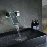 Led Digital Temperature Display Bathroom Rotating Faucet in Dark Gray