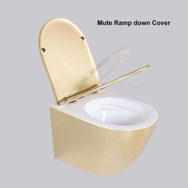 Luxury Wall-Mount Toilet Rimless Flushing Gold