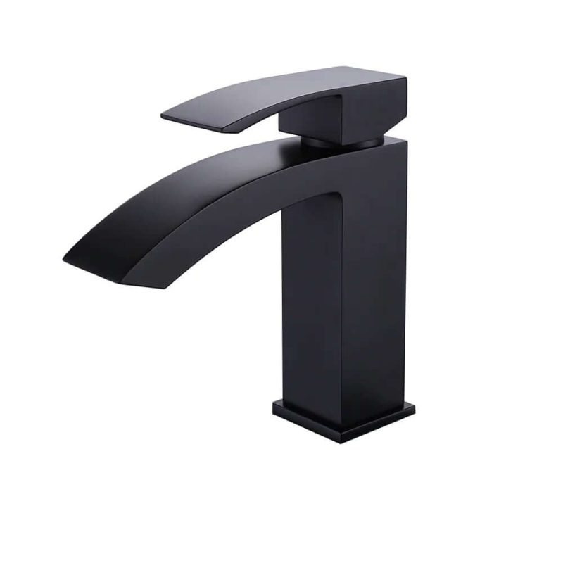 Ridge Black Single Hole Bathroom Sink Faucet Brass Deck Mounted Contemporary Style