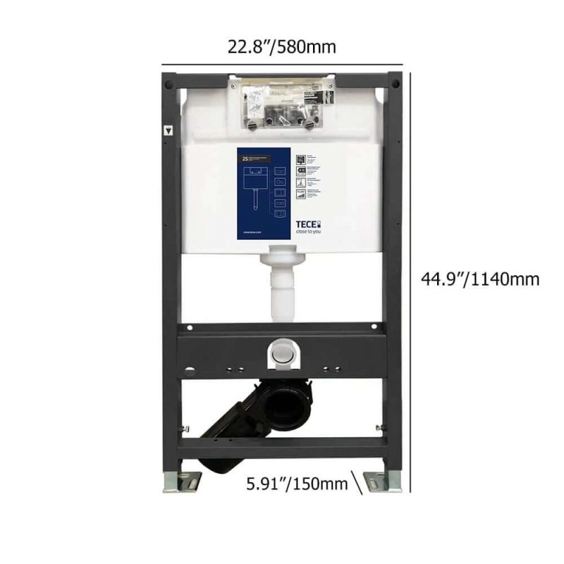 Dimension of Automatic Wall-Mounted Smart Bidet Toilet with In-Wall Tank White 1.32 GPF