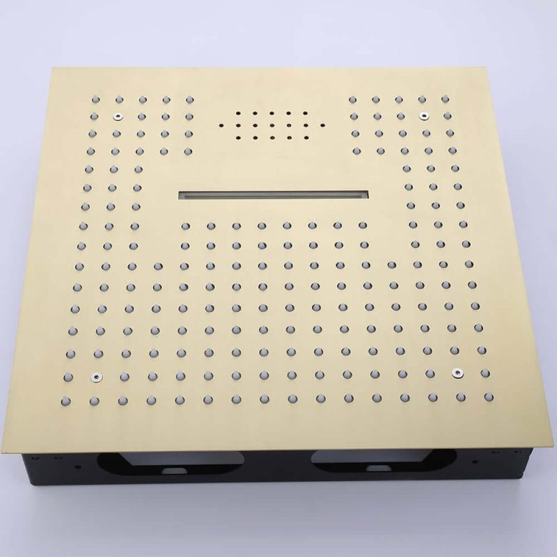 Ceiling-Mounted 16" Shower System in Brushed Gold 4-Function Thermostatic