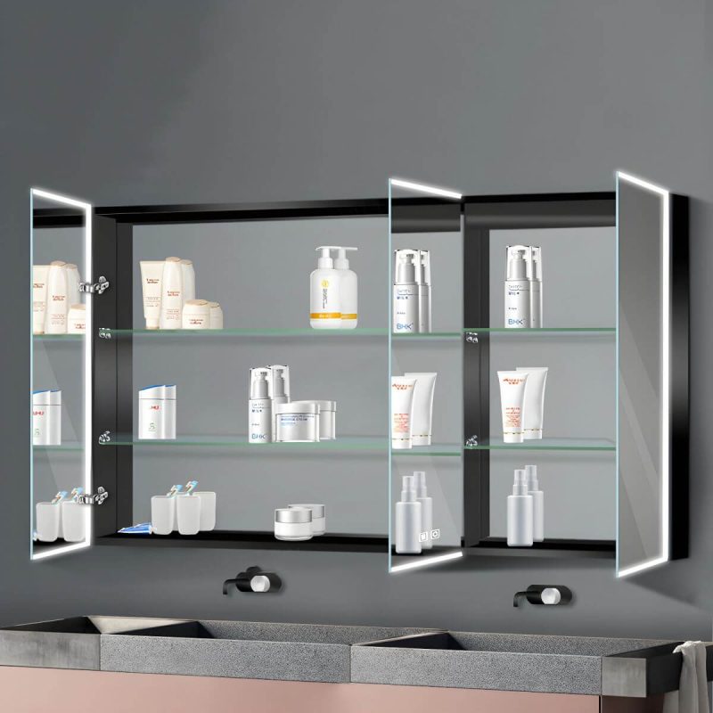 Black and White Surface Mount Frameless LED Lighting Medicine Cabinet - White 20"L x 5"W x 31"H