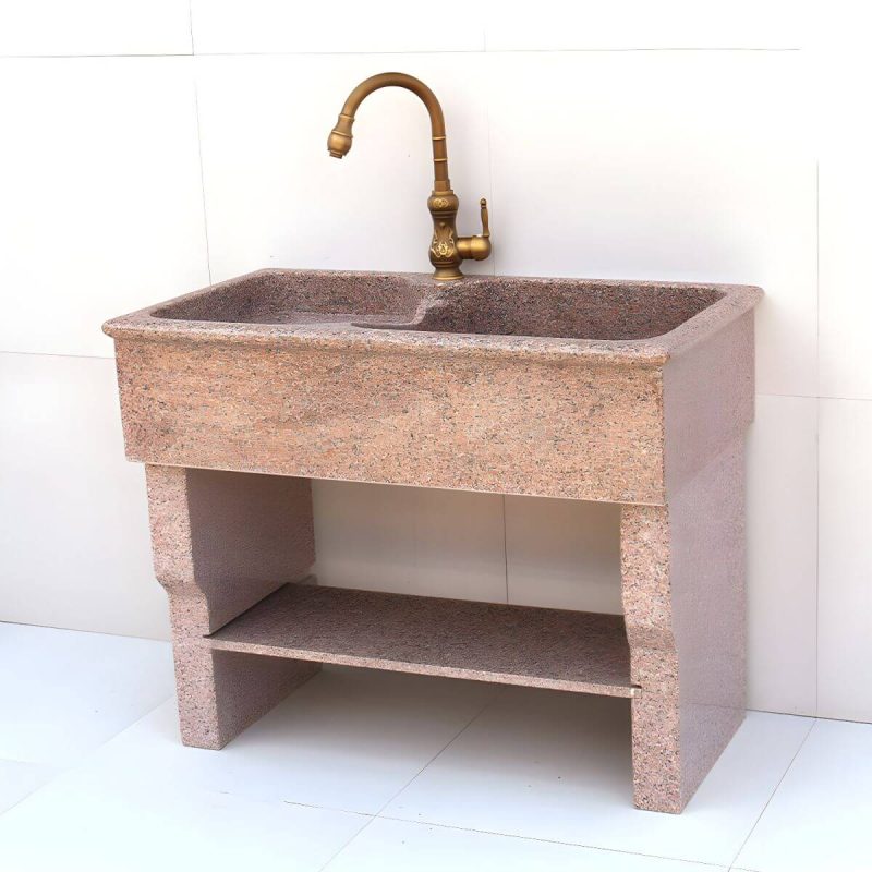 Rectangular Console Sink Stone Shelving Included Pop-Up Drain Freestanding - 39"L x 20"W x 32"H Washboard Not Included