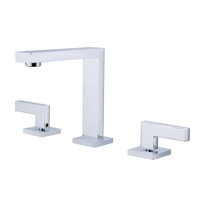 Modern Widespread Chrome Bathroom Sink Faucet Double Handle Solid Brass