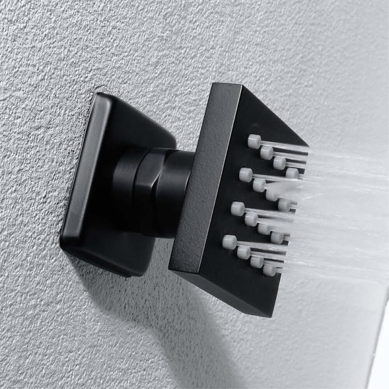 Wall-Mounted 16" Shower System in Black 4 Function Thermostatic