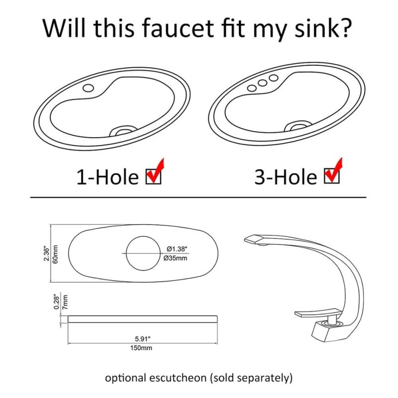 Single Hole 1-Handle Bathroom Sink Faucet Curved Spout with Pop Up Drain in Brushed Gold