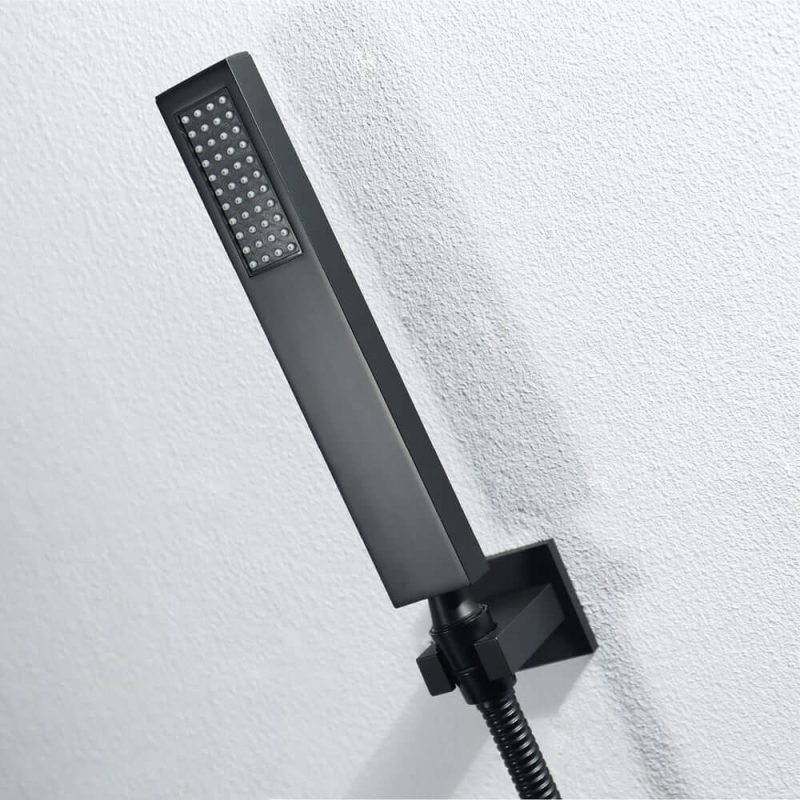 Wall-Mounted 16" Shower System in Black 4 Function Thermostatic