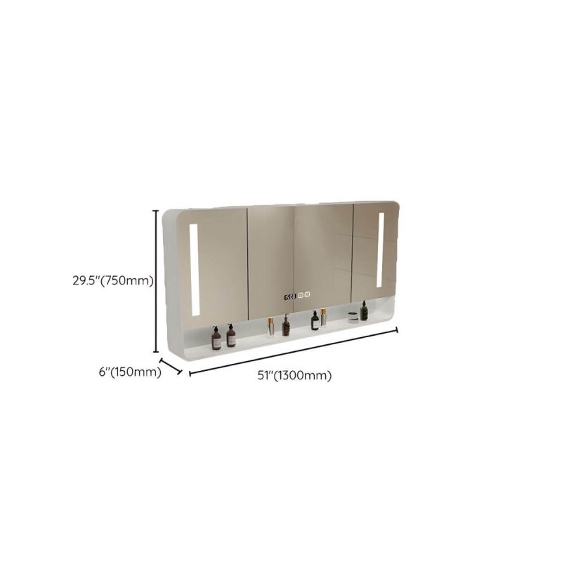 Dimension of White Surface Mount Wood LED Lighting Bathroom Medicine Cabinet - 51"L x 6"W x 30"H Non-Radar Sensor