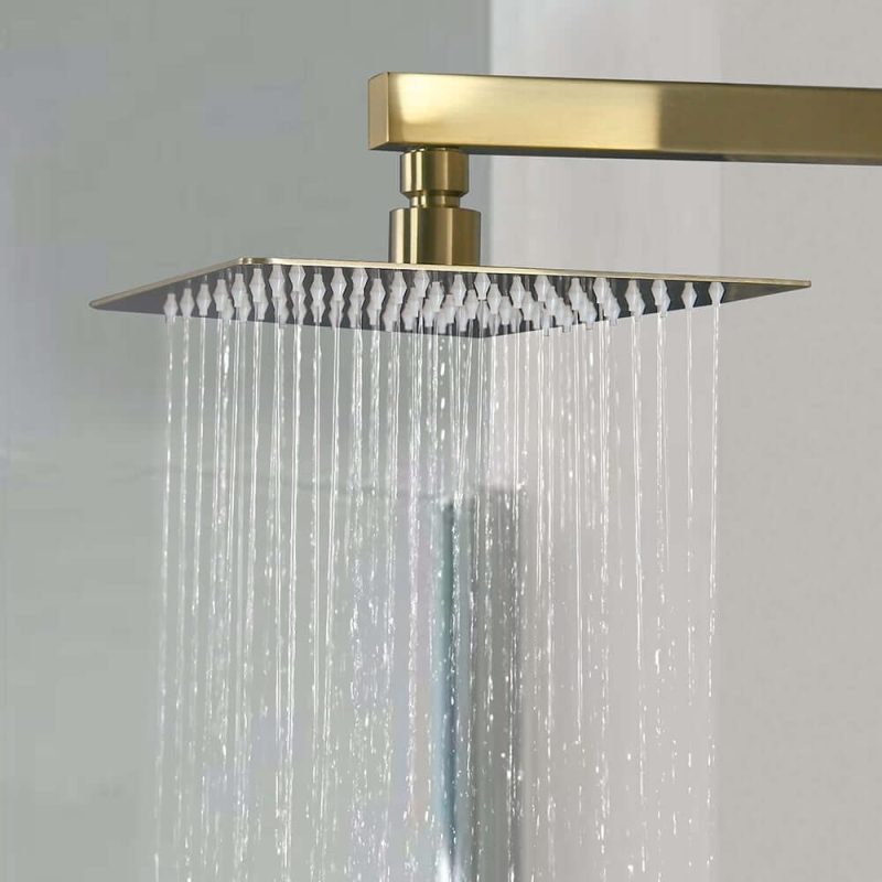 Wall Mounted Shower System Gold 8" Solid Brass with Hand Shower in Brushed