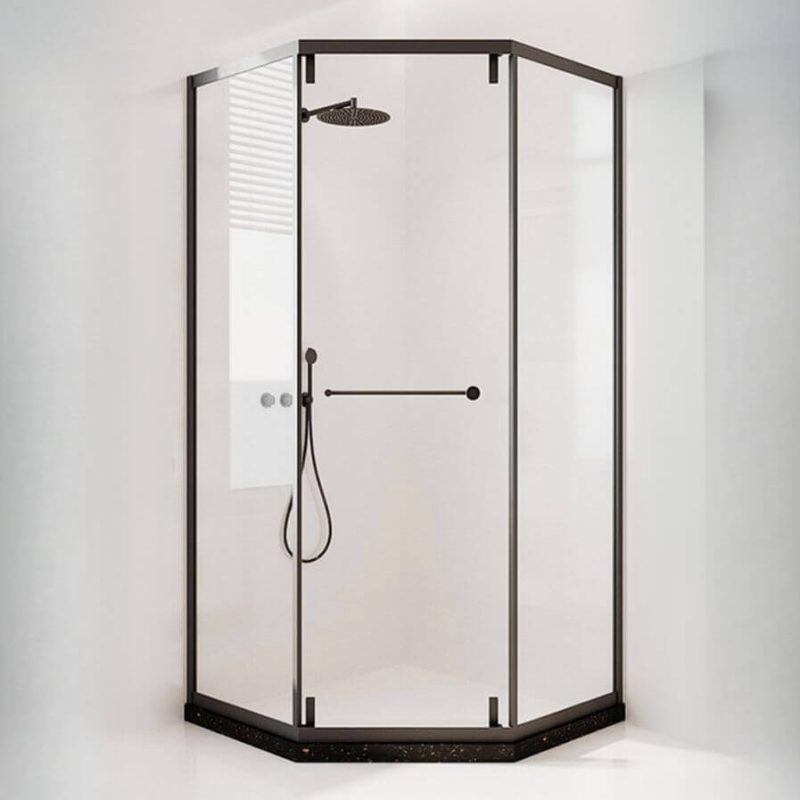 Semi-Frameless Hardened Glass Hinged Neo-angle Shower Enclosure Shower Door - 39.4"L x 39.4"W x 78.7"H Custom Product: Extra 7 Business Day Producing Time