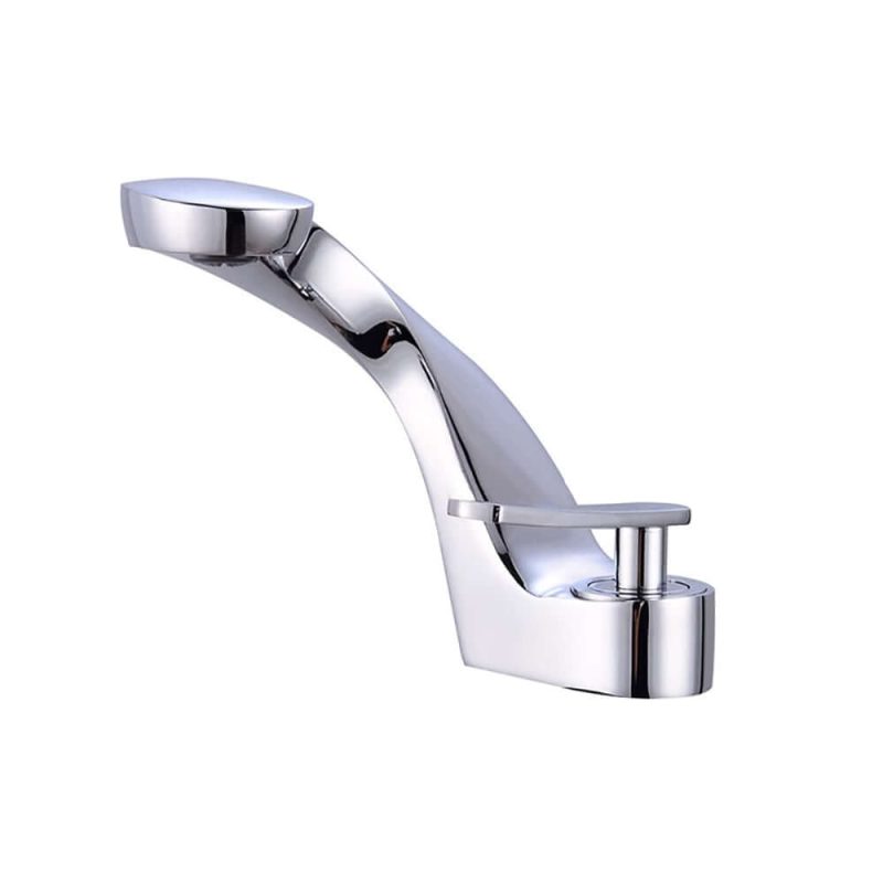 Modern Creative Single Handle 1-Hole Polished Chrome Bathroom Sink Faucet Solid Brass