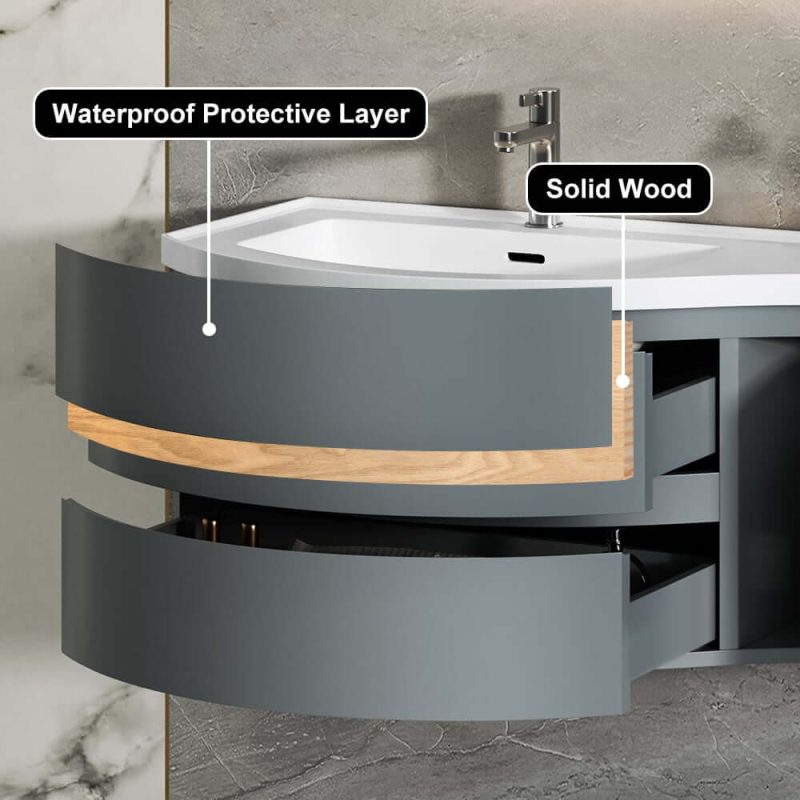 Bathroom Vanity Set 35.4" Modern Stone Resin Floating Bathroom Vanity with Sink