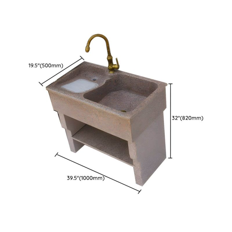 Dimension of Rectangular Console Sink Stone Shelving Included Pop-Up Drain Freestanding - 39"L x 20"W x 32"H Washboard Included