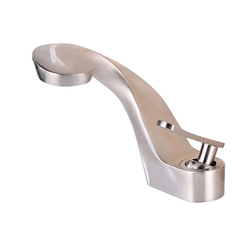 Modern Creative 1-Handle Single Hole Solid Brass Bathroom Sink Faucet in Brushed Nickel