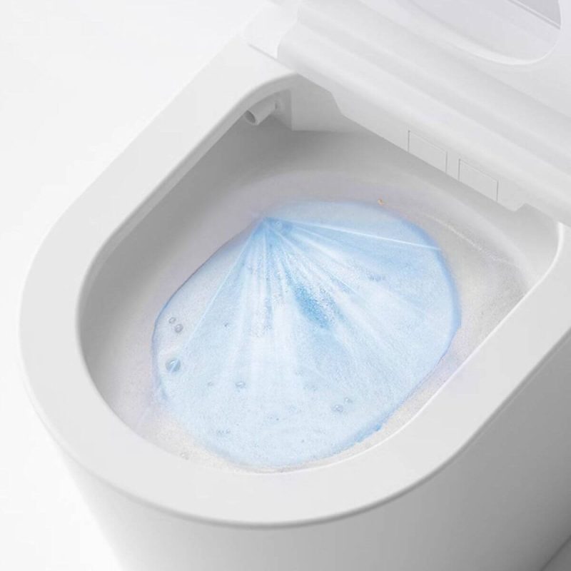 Contemporary Chalk One-Piece Toilet with Splash Proof Feature, Siphon Jet Flush, 12" Rough In, Concealed Tank in Polymerized Material