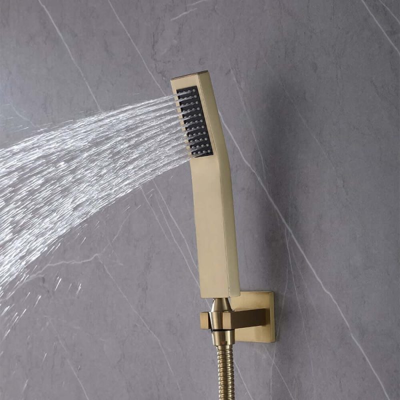 Ceiling-Mounted 16" Shower System in Brushed Gold 4-Function Thermostatic