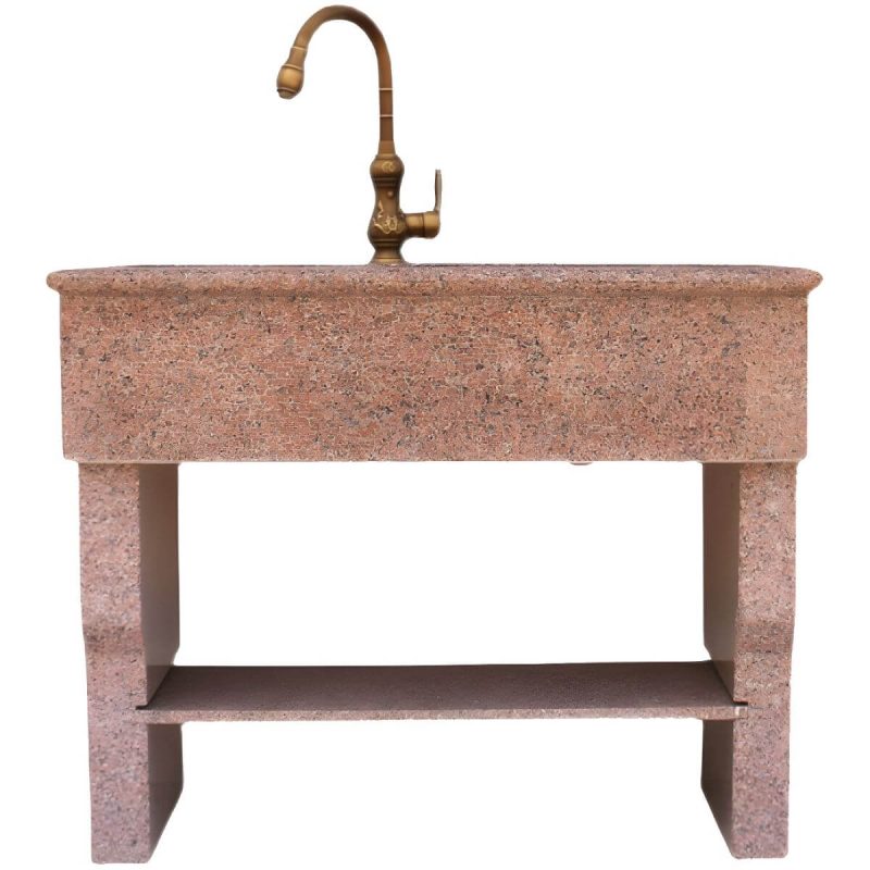 Rectangular Console Sink Stone Shelving Included Pop-Up Drain Freestanding - 31"L x 20"W x 32"H Washboard Included
