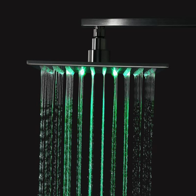Dree LED Brushed Nickel Shower Set 10" with Hand Shower & Tub Spout Shower Combo Set