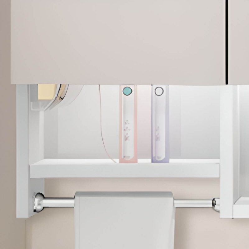 Stainless Steel Rectangular White Medicine Cabinet with 8 Shelves, USB Outlet, Soft Close Door Hinge, and Illumination Light, Intelligent Medicine Cabinet, 47"L x 5"W x 35"H