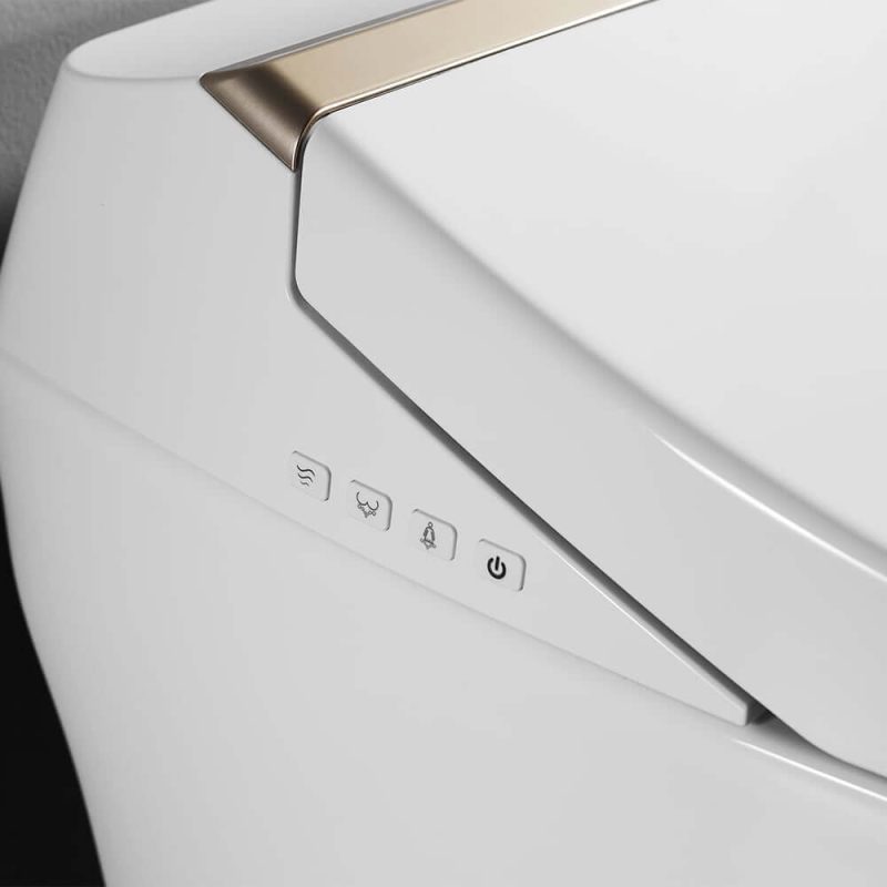 Set of 2 Elongated Smart Toilet Floor Mounted Automatic Toilet Self-Clean