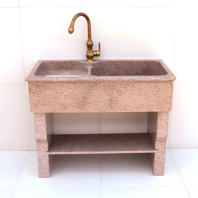 Rectangular Console Sink Stone Shelving Included Pop-Up Drain Freestanding - 39"L x 20"W x 32"H Washboard Not Included