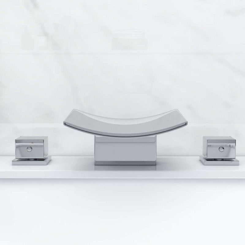Grop Contemporary Double Handle Waterfall Widespread Bathroom Sink Faucet in Polished Chrome