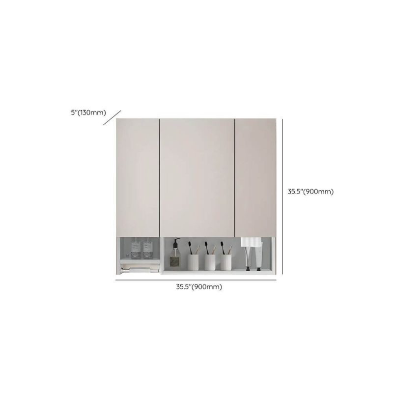 Dimension of Stainless Steel Square White Medicine Cabinet with 8 Shelves, Soft Close Door Hinge, Rainproof, and Specular Mirror, 35"L x 5"W x 35"H, Ordinary Mirror Cabinet
