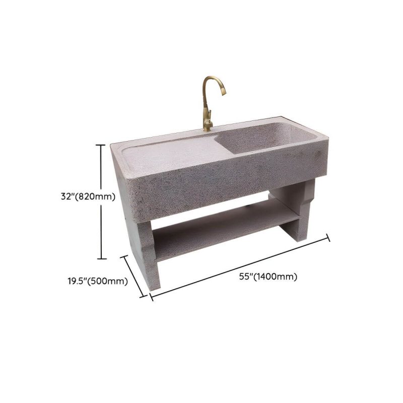 Dimension of Rectangular Console Sink Stone Shelving Included Pop-Up Drain Freestanding - 55.1"L x 19.7"W x 32.3"H Washboard Not Included