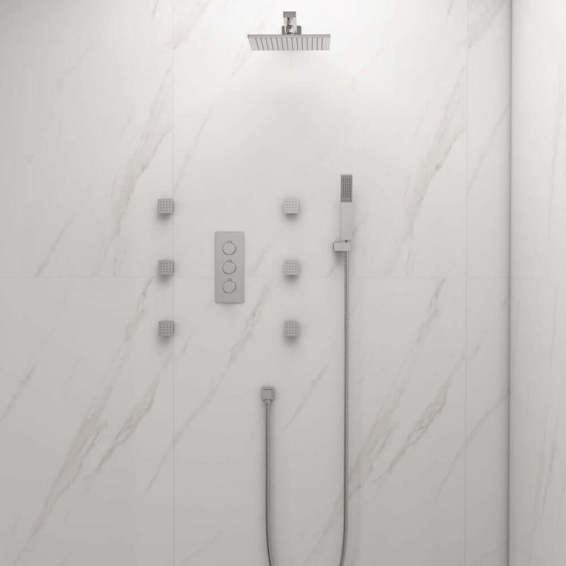 LED Wall Mount 12" Shower Set with Hand Shower & Body Spray Jets in Polished Chrome
