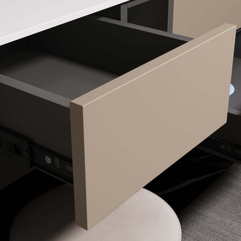 40" Modern Floating Bathroom Vanity Set with Single Sink & a Makeup Countertop in Khaki
