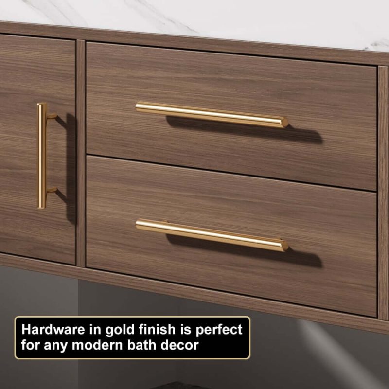 Bathroom Vanity Set 39.3" Modern Floating Stone Bathroom Vanity Walnut with Sink