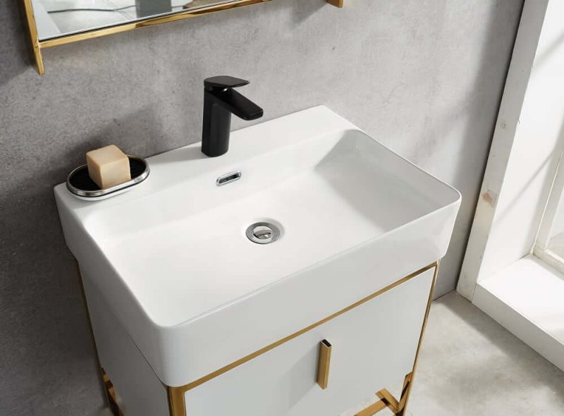 Bathroom Vanity Set 23.6" Modern Floating Ceramic Bathroom Vanity White with Sink