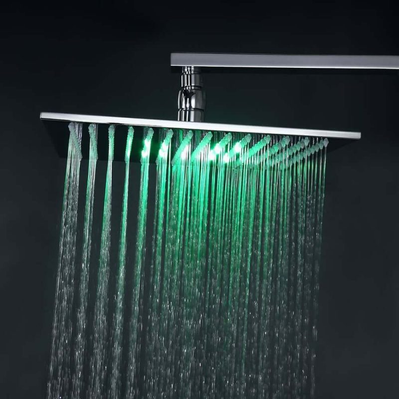 LED Wall Mount 12" Shower Set with Hand Shower & Body Spray Jets in Polished Chrome