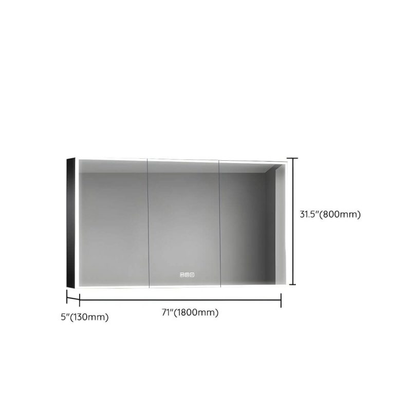 Dimension of Black and White Surface Mount Frameless LED Lighting Medicine Cabinet - Black 71"L x 5"W x 31"H