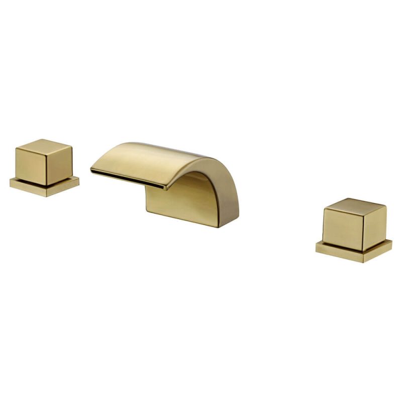 Victoria Waterfall Widespread Brushed Gold Bathroom Sink Faucet 2-Handle