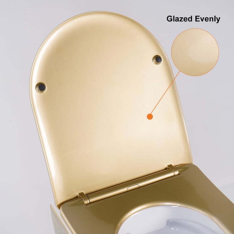 Luxury Wall-Mount Toilet Rimless Flushing Gold