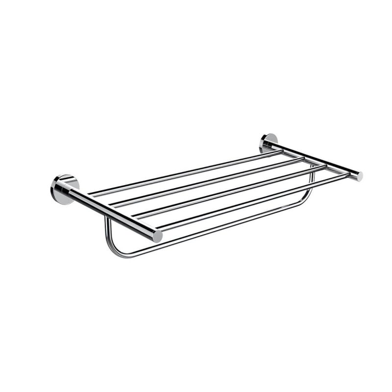 Modern Matte Black Bathroom Accessory Set with Towel Bar/Bath Shelf & Robe Hooks - Chrome Vertical Bar Towel Rack
