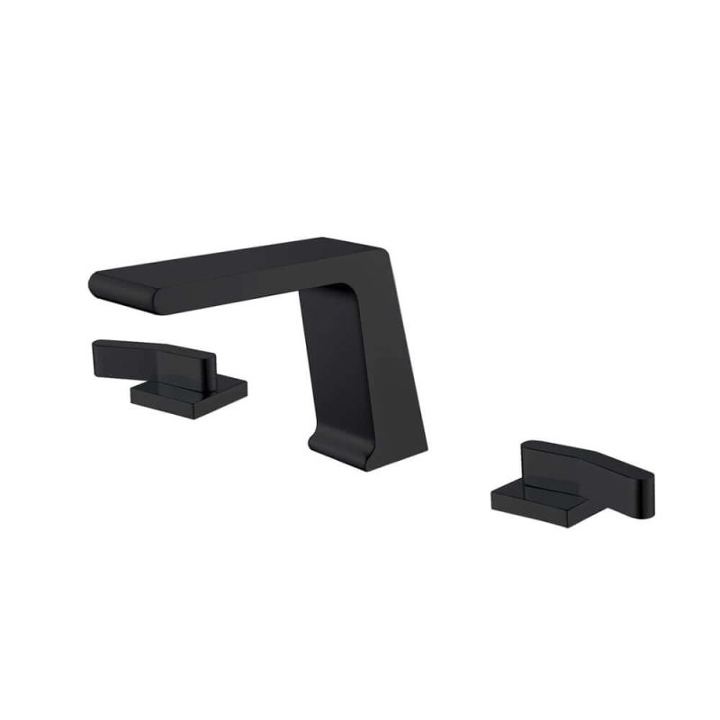 Rosa Contemporary Matte Black Waterfall Double-Handle Widespread Sink Faucet Solid Brass