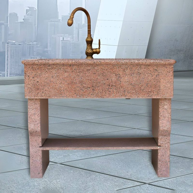 Rectangular Console Sink Stone Shelving Included Pop-Up Drain Freestanding - 35"L x 20"W x 32"H Washboard Included