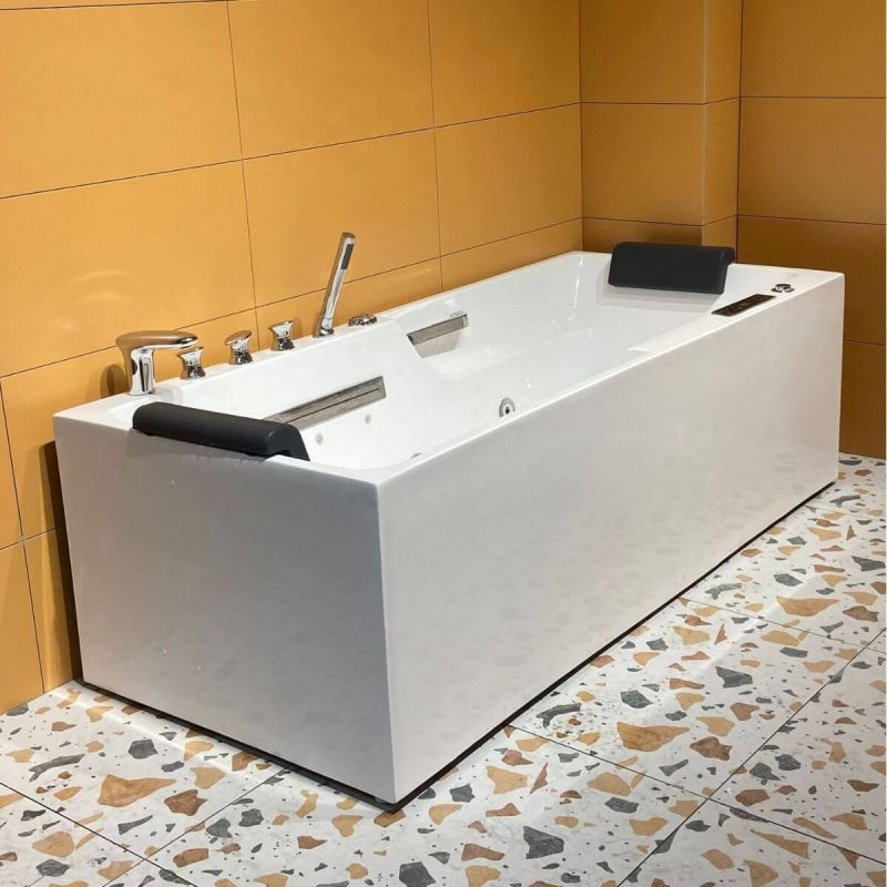 Alcove Bathtub with Lighting System, Air Bath Therapy, Body Jet, and Heater, 63"L x 30"W x 23"H