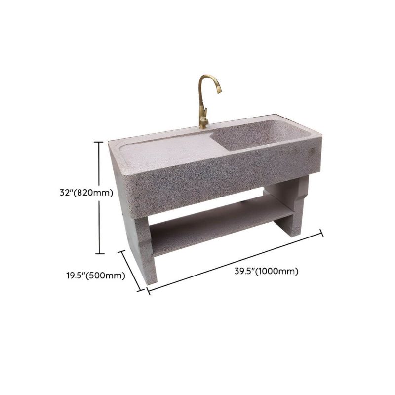 Dimension of Rectangular Console Sink Stone Shelving Included Pop-Up Drain Freestanding - 39"L x 20"W x 32"H Washboard Not Included