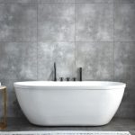 Plexiglass Oval Freestanding Bathtub with 3 Handles, Roll Top, Compression Faucet, Valve, and Soaking Bath Therapy, 51"L x 27.5"W x 24"H, Tub with Black 5-Piece Set