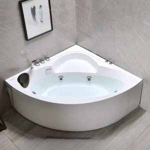 Nook Corner Bathtub with Lighting System, Air Bath Therapy, Body Jet & Heater, Message & Temperature & Bubble & Light, 55"L x 55"W x 22"H