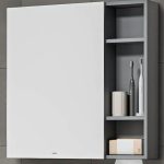 Modern Composite Wood Rectangle Medicine Cabinet with 4 Shelves, Specular Mirror, Rainproof & Frameless, Cream White, 37"L x 6"W x 28"H