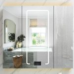 Stainless Steel Gray Medicine Cabinet with 4 Shelves, Soft Close Door Hinge, Plug-in Mirror Defogger & Illuminating, 39"L x 5"W x 31"H