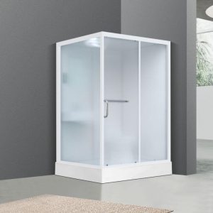 Rectangular Single Sliding Frosted Canopy Shower Enclosure, Drain Polymethyl Methacrylate (pmma) - Toilet Not Included 47"L x 39"W x 85"H Custom Product: Extra 7 Business Day Producing Time