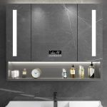 Silver Stainless Steel Medicine Cabinet with 5 Shelves, 2 Doors, USB Outlet, Mirror Defogger, Rust Resistant, 24"L x 5"W x 31"H