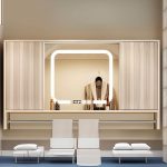 Engineered Wood Rectangle Light Yellow Frameless Medicine Cabinet with 3 Shelves Surface Mounted & Plug-in, 53"L x 6"W x 31"H